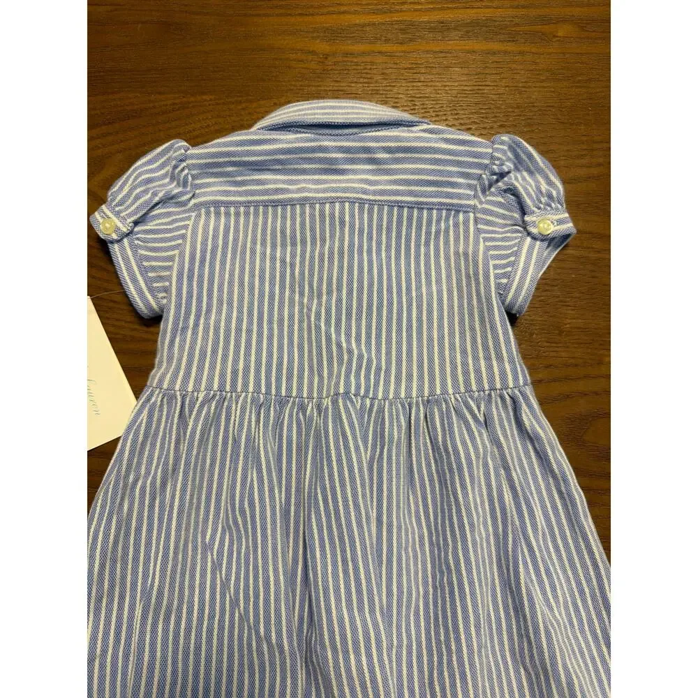 Ralph Lauren Baby Girls Striped Knit Oxford Dress Sz 6M